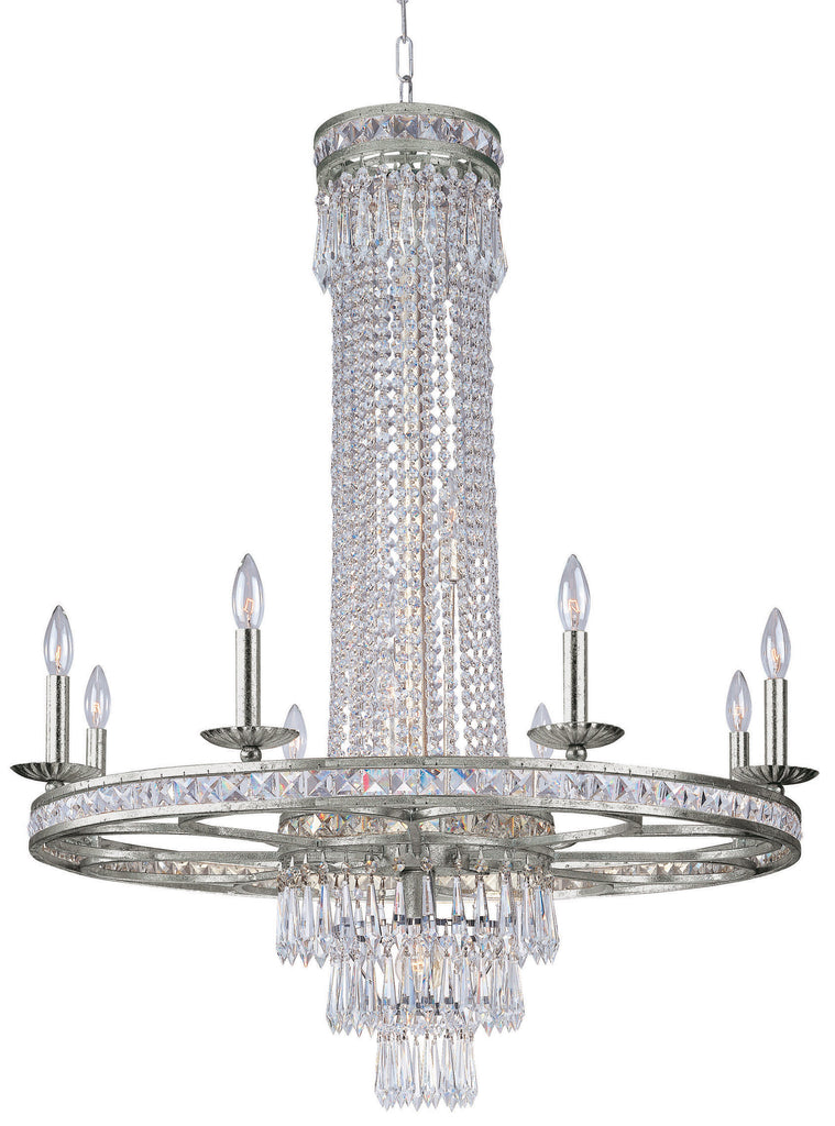 12 Light Olde Silver Crystal Chandelier Draped In Clear Hand Cut Crystal - C193-5268-OS-CL-MWP