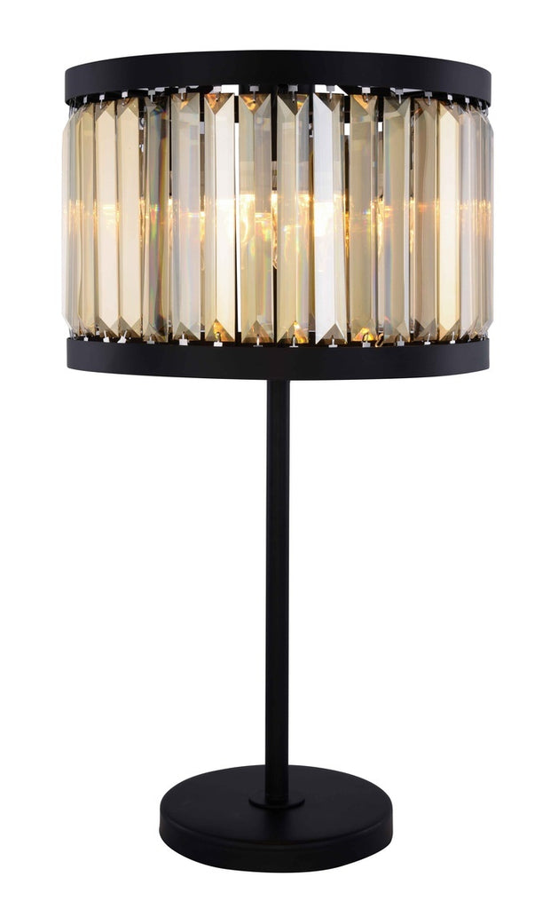 ZC121-1233TL18MB-GT/RC - Urban Classic: Chelsea 4 light Matte Black Table Lamp Golden Teak (Smoky) Royal Cut Crystal