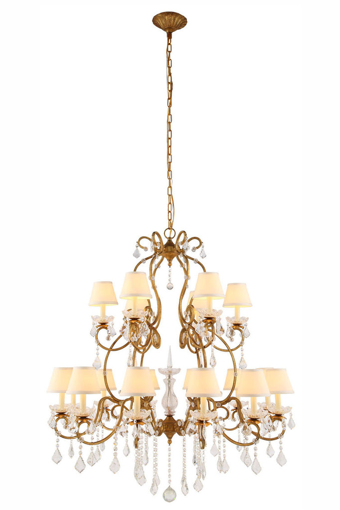 ZC121-1471G39GI - Urban Classic: Diana 18 light Golden Iron Chandelier Clear Royal Cut Crystal