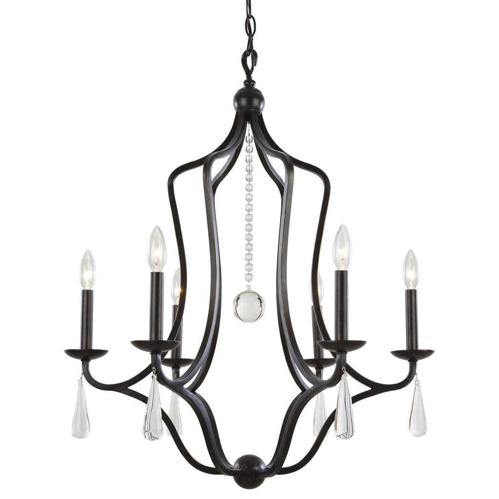 6 Light English Bronze Transitional Chandelier Draped In Optical Crystal - C193-5976-EB