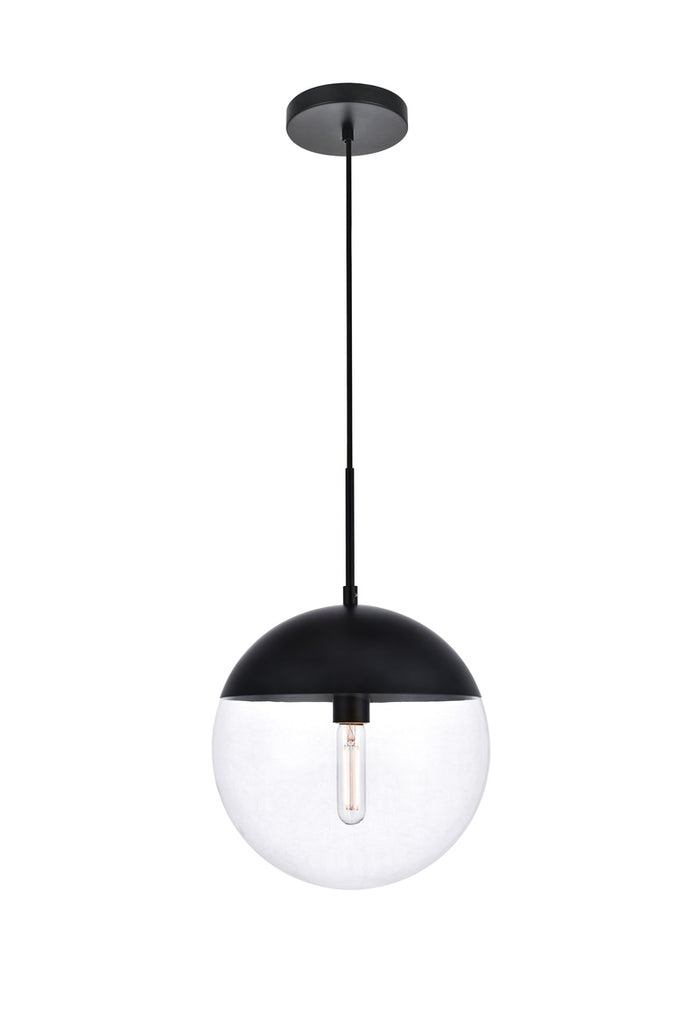 ZC121-LD6039BK - Living District: Eclipse 1 Light Black Pendant With Clear Glass