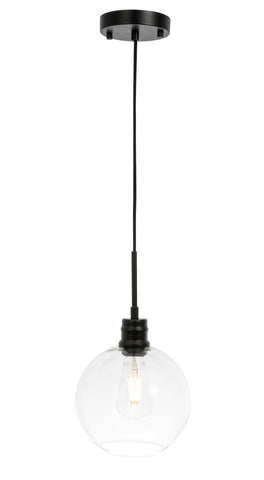 ZC121-LD6204BK - Living District: Emett 1 light Black and Clear glass pendant