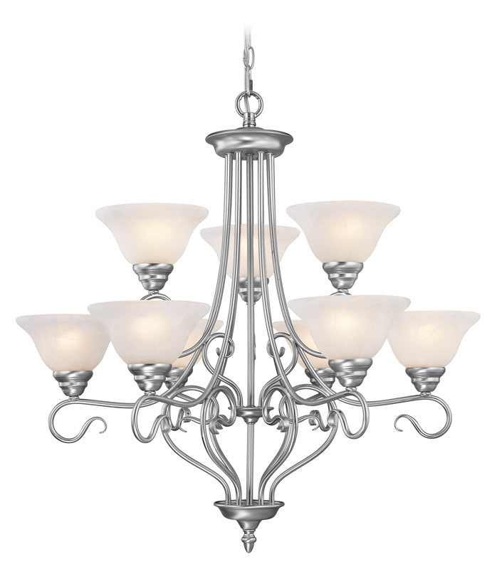 Livex Coronado 9 Light Brushed Nickel Chandelier - C185-6119-91