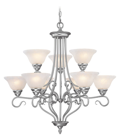 Livex Coronado 9 Light Brushed Nickel Chandelier - C185-6119-91