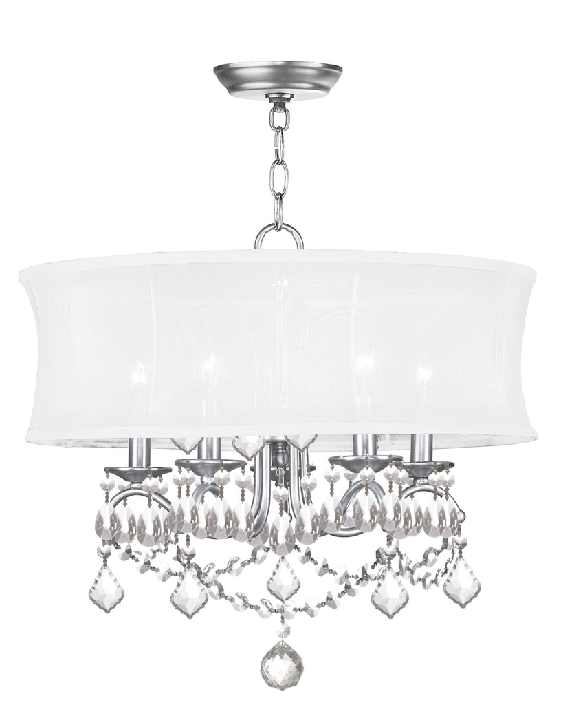 Livex Newcastle 5 Light Brushed Nickel Chandelier - C185-6305-91