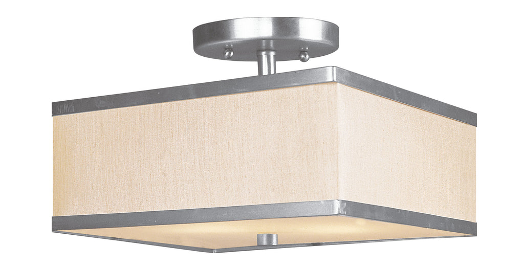 Livex Park Ridge 2 Light Brushed Nickel Ceiling Mount - C185-6347-91