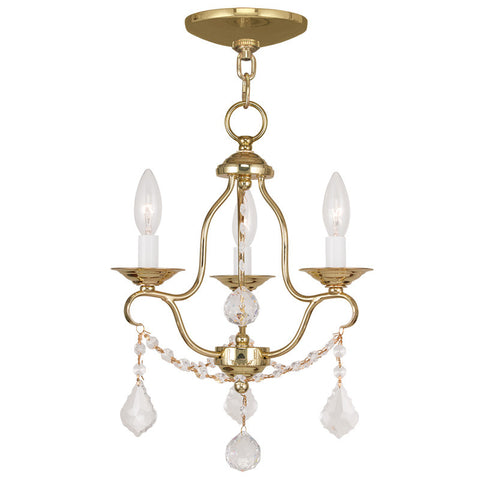 Livex Chesterfield 3 Light Polished Brass Mini Chandelier - C185-6423-02