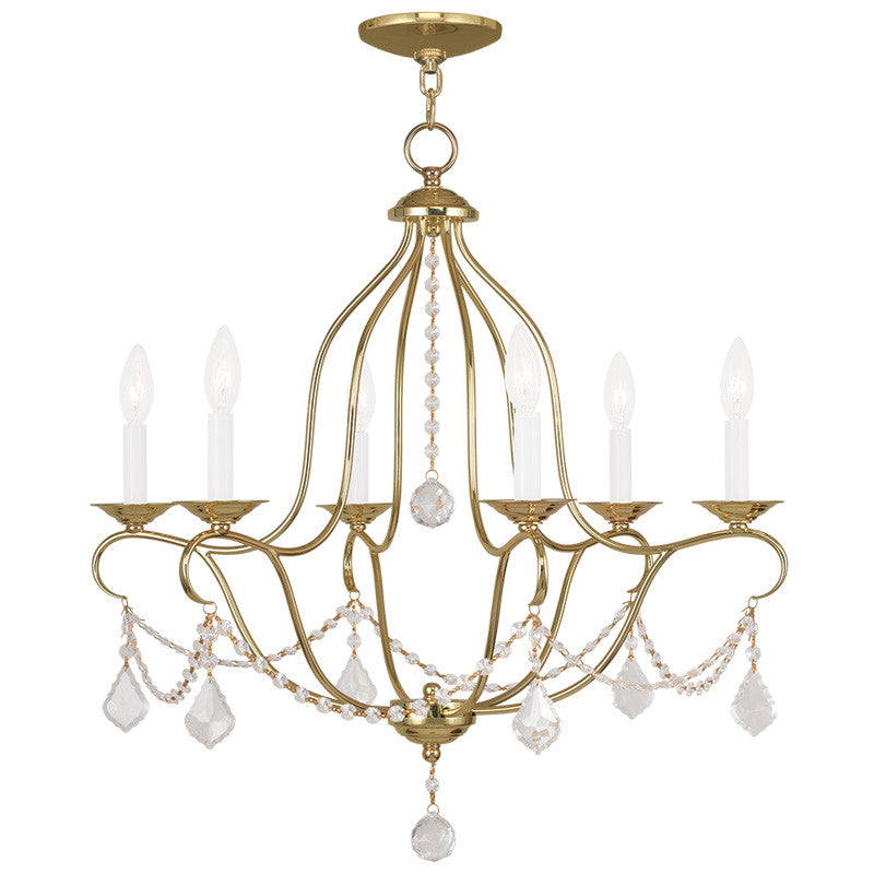 Livex Chesterfield 6 Light Polished Brass Chandelier - C185-6426-02