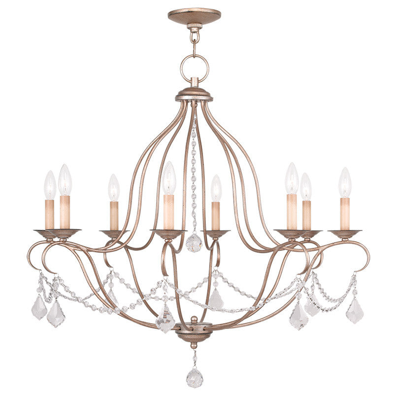 Livex Chesterfield 8 Light Antique Silver Leaf Chandelier - C185-6428-73