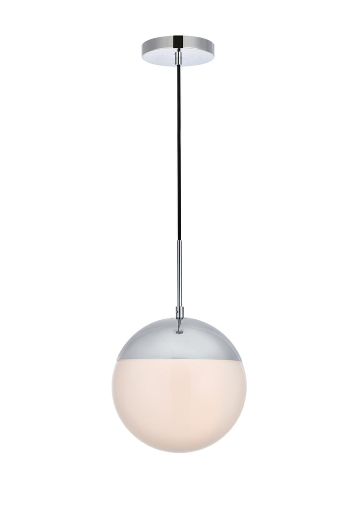 ZC121-LD6034C - Living District: Eclipse 1 Light Chrome Pendant With Frosted White Glass