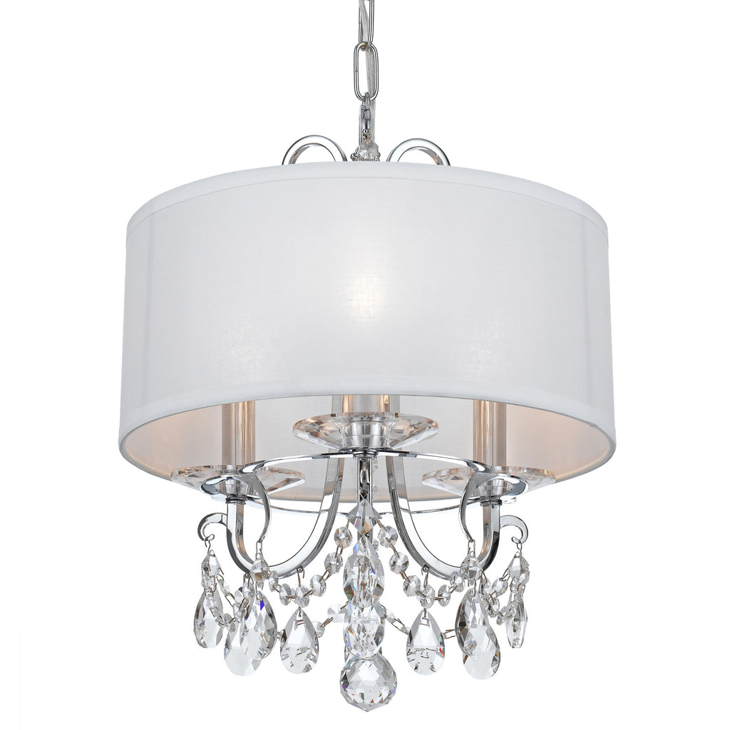 3 Light Polished Chrome Transitional  Modern Mini Chandelier Draped In Clear Spectra Crystal - C193-6623-CH-CL-SAQ