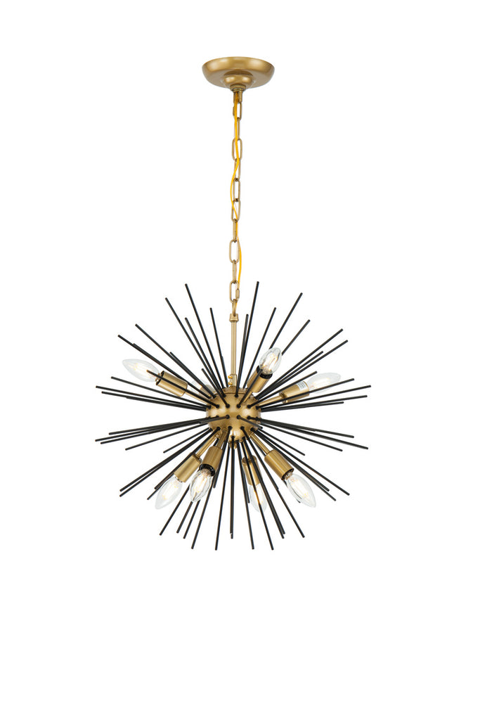 ZC121-LD5035D20BK - Living District: Timber 8 light Brass and Black pendant