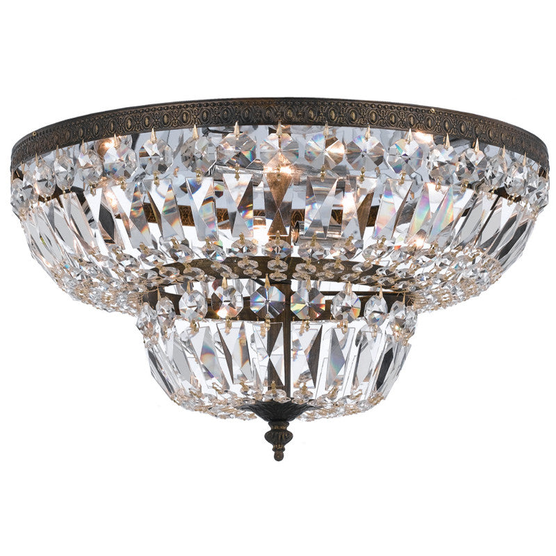 4 Light English Bronze Traditional Ceiling Mount Draped In Clear Swarovski Strass Crystal - C193-718-EB-CL-S