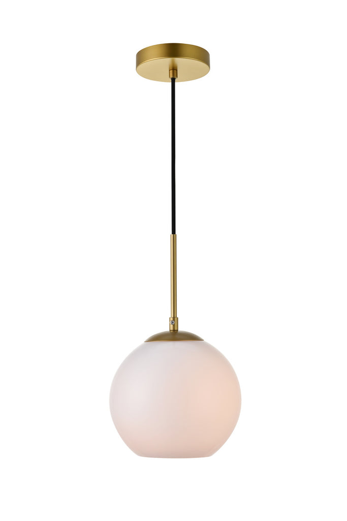 ZC121-LD2207BR - Living District: Baxter 1 Light Brass Pendant With Frosted White Glass