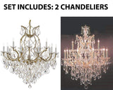 Set of 2-1 Maria Theresa Chandelier Crystal Lighting Chandeliers Lights Fixture Ceiling Lamp H38" X W37" and 1 Chandelier Crystal Lighting H30" X W28" - 1/21510/15+1 + 21532/12+1 A500-