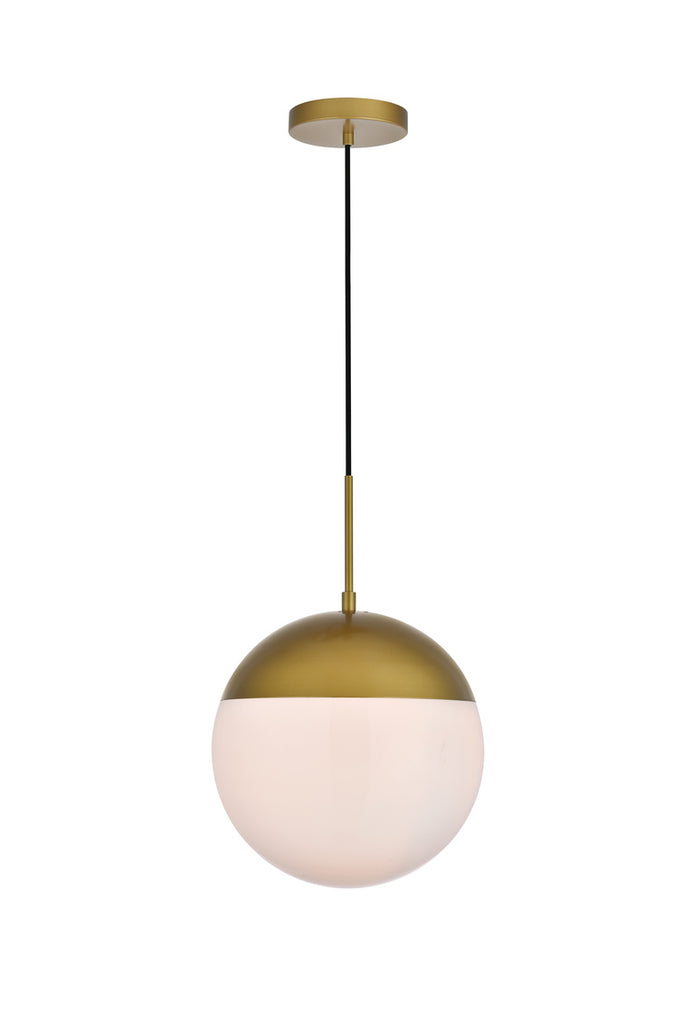 ZC121-LD6042BR - Living District: Eclipse 1 Light Brass Pendant With Frosted White Glass