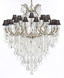 Swarovski Crystal Trimmed Chandelier Lighting Chandeliers H59" X W46" Great for The Foyer, Entry Way, Living Room, Family Room and More! w/Black Shades - A83-B12/BLACKSHADES/2MT/24+1SW