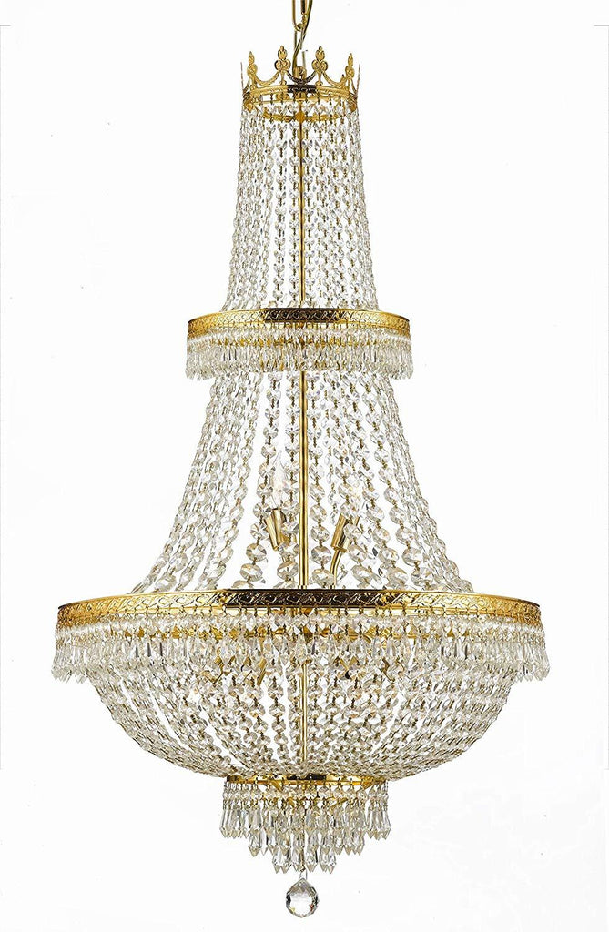 French Empire Crystal Chandelier Lighting H50" X W24" Good for Foyer, Entryway, Family Room, Living Room and More! - A500-CG/870/15