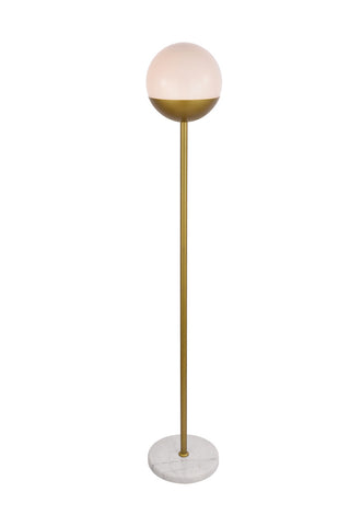 ZC121-LD6150BR - Living District: Eclipse 1 Light Brass Floor Lamp With Frosted White Glass