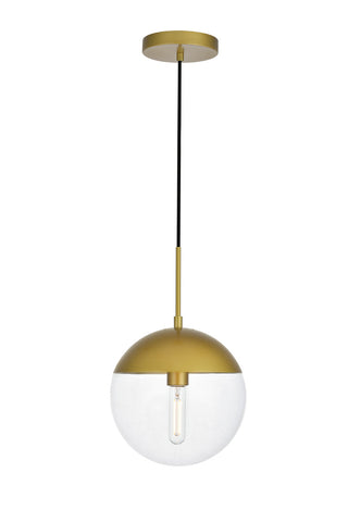 ZC121-LD6037BR - Living District: Eclipse 1 Light Brass Pendant With Clear Glass