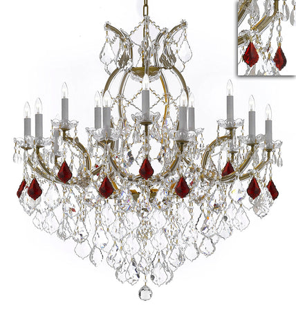 Maria Theresa Chandelier Crystal Lighting Chandeliers Lights Fixture Pendant Ceiling Lamp for Dining room, Entryway , Living room H38" X W37" - Dressed with Ruby Red Crystals - A83-B98/21510/15+1