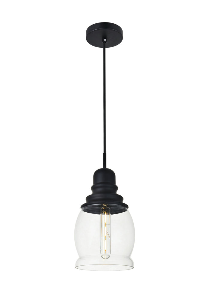 ZC121-LD2238BK - Living District: Kenna 1 Light Black Pendant With Clear Glass