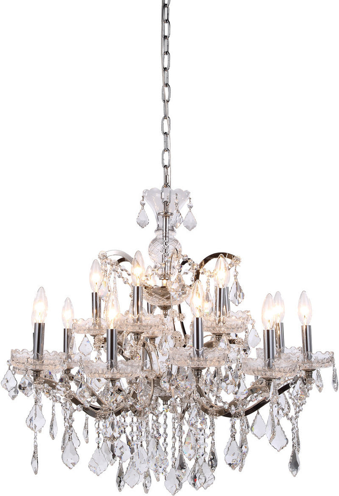 C121-1138D30PN/RC By Elegant Lighting - Elena Collection Polished Nickel Finish 15 Lights Pendant Lamp