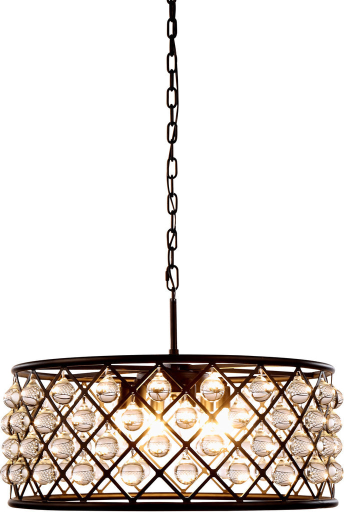 C121-1213D25MB/RC By Elegant Lighting - Madison Collection Mocha Brown Finish 6 Lights Pendant Lamp