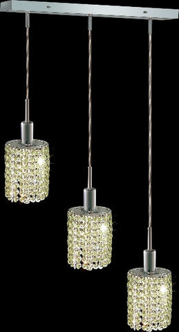 C121-1283D-O-E-LP/RC By Elegant Lighting Mini Collection 3 Lights Pendant Chrome Finish