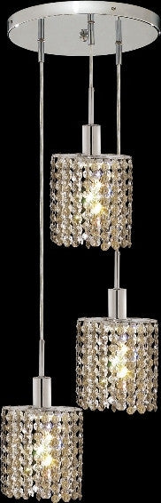 C121-1283D-R-E-GT/RC By Elegant Lighting Mini Collection 3 Lights Pendant Chrome Finish