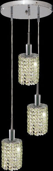 C121-1283D-R-E-LP/RC By Elegant Lighting Mini Collection 3 Lights Pendant Chrome Finish