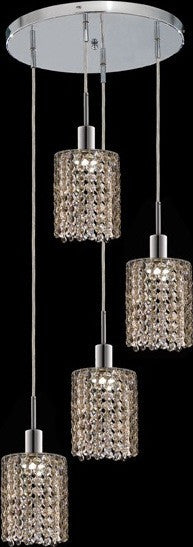 C121-1284D-R-R-GT/RC By Elegant Lighting Mini Collection 4 Lights Pendant Chrome Finish