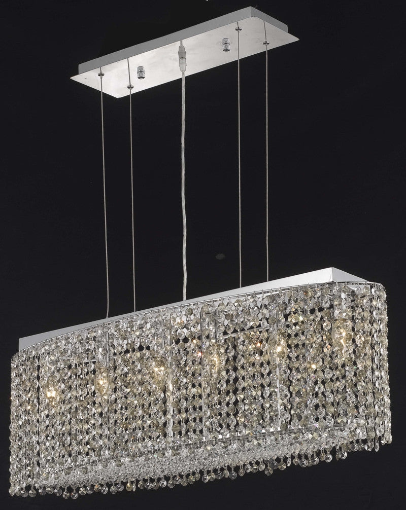 C121-1292D32C-BO/RC By Elegant Lighting Moda Collection 6 Light Chandeliers Chrome Finish