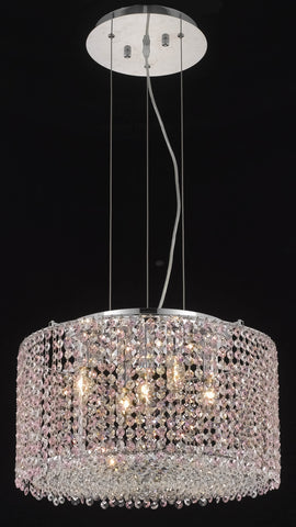 C121-1293D18C-BO/RC By Elegant Lighting Moda Collection 5 Light Chandeliers Chrome Finish