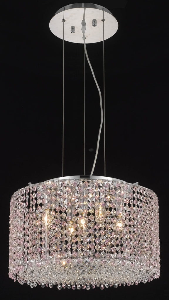 C121-1293D18C-TO/RC By Elegant Lighting Moda Collection 5 Light Chandeliers Chrome Finish