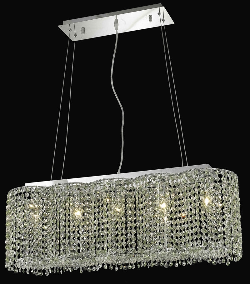 C121-1295D32C-LT/RC By Elegant Lighting Moda Collection 5 Light Chandeliers Chrome Finish