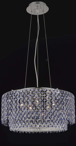 C121-1298D24C-RO/RC By Elegant Lighting Moda Collection 5 Light Chandeliers Chrome Finish