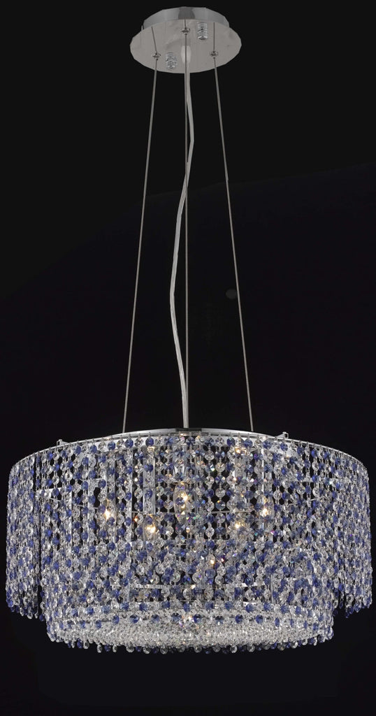 C121-1298D24C-TO/RC By Elegant Lighting Moda Collection 5 Light Chandeliers Chrome Finish