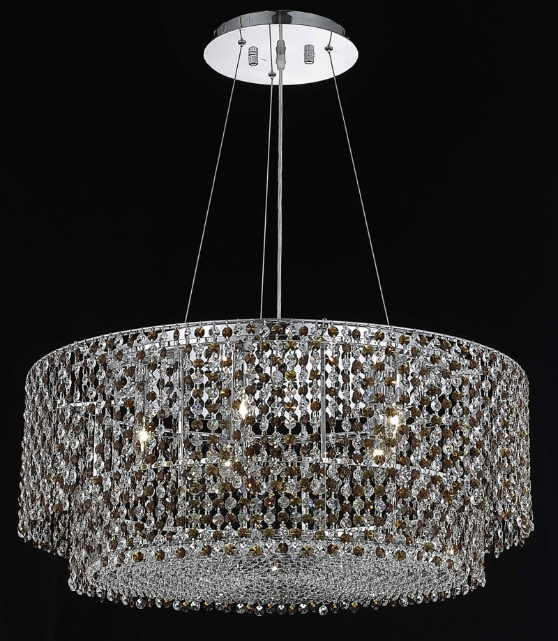 C121-1298D28C-BO/RC By Elegant Lighting Moda Collection 5 Light Chandeliers Chrome Finish