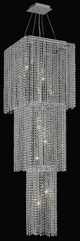 C121-1299G54C-CL/RC By Elegant Lighting Moda Collection 9 Light Chandeliers Chrome Finish