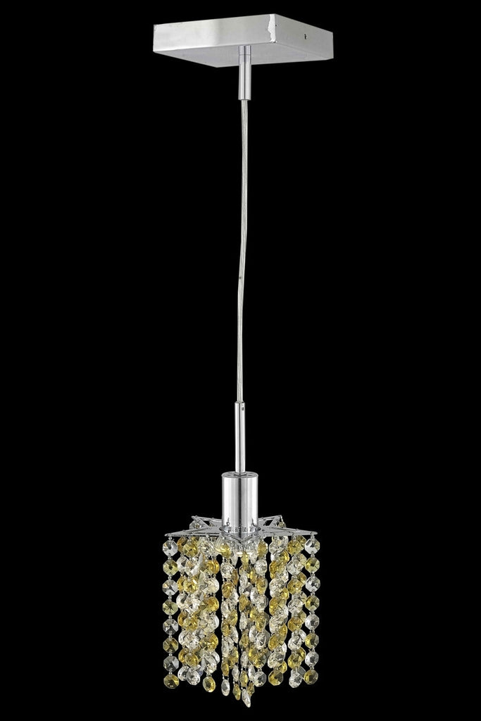 C121-1381D-S-P-LP/RC By Elegant Lighting Mini Collection 1 Light Pendants Chrome Finish