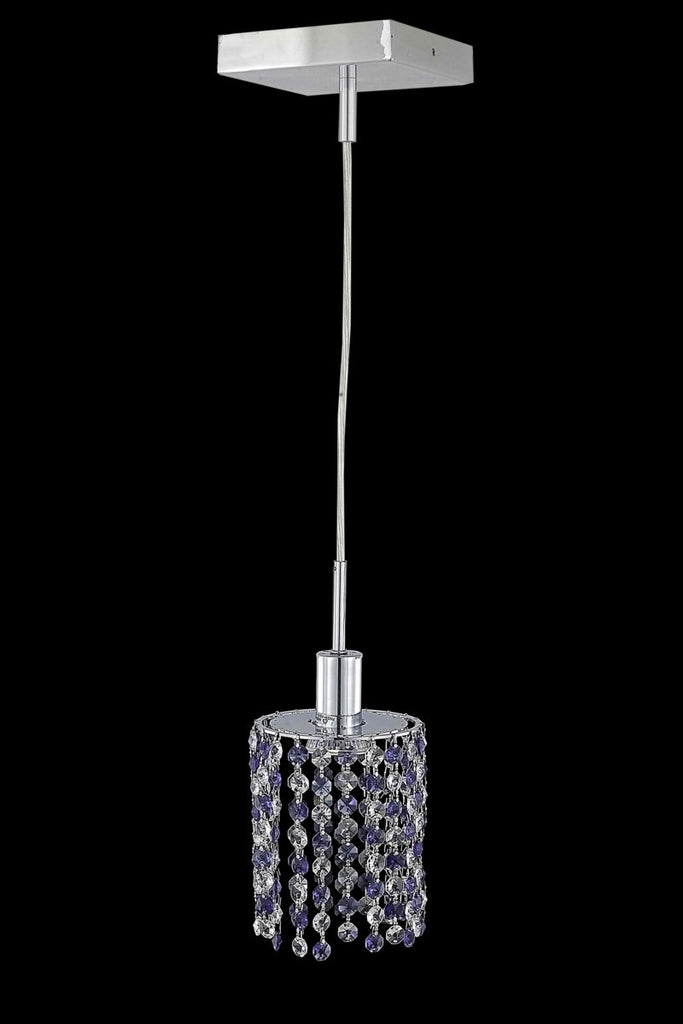 C121-1381D-S-R-LP/RC By Elegant Lighting Mini Collection 1 Light Pendants Chrome Finish