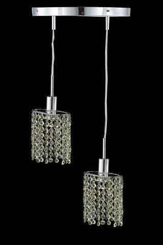 C121-1382D-R-E-GT/RC By Elegant Lighting Mini Collection 2 Light Pendants Chrome Finish