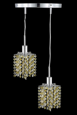 C121-1382D-R-P-LP/RC By Elegant Lighting Mini Collection 2 Light Pendants Chrome Finish