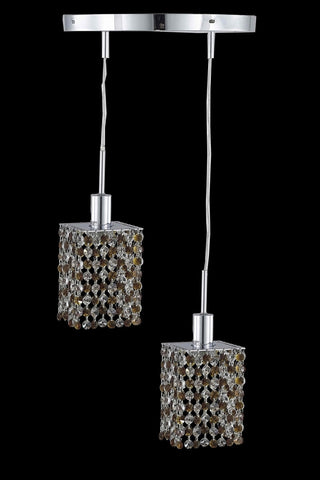 C121-1382D-R-S-RO/RC By Elegant Lighting Mini Collection 2 Light Pendants Chrome Finish