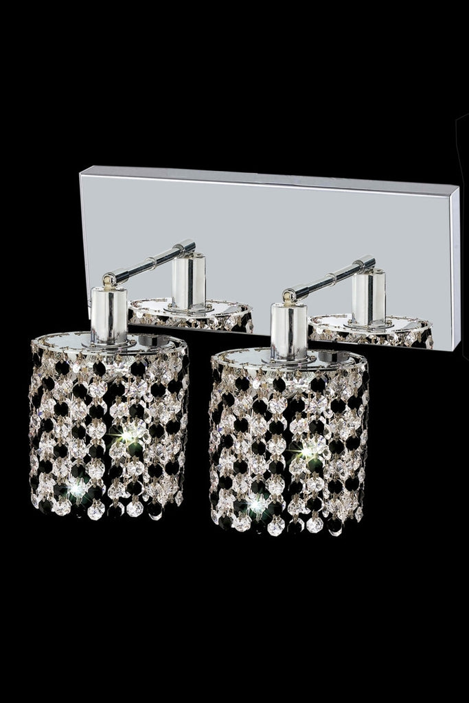 C121-1382W-O-R-LT/RC By Elegant Lighting Mini Collection 2 Light Wall Sconces Chrome Finish