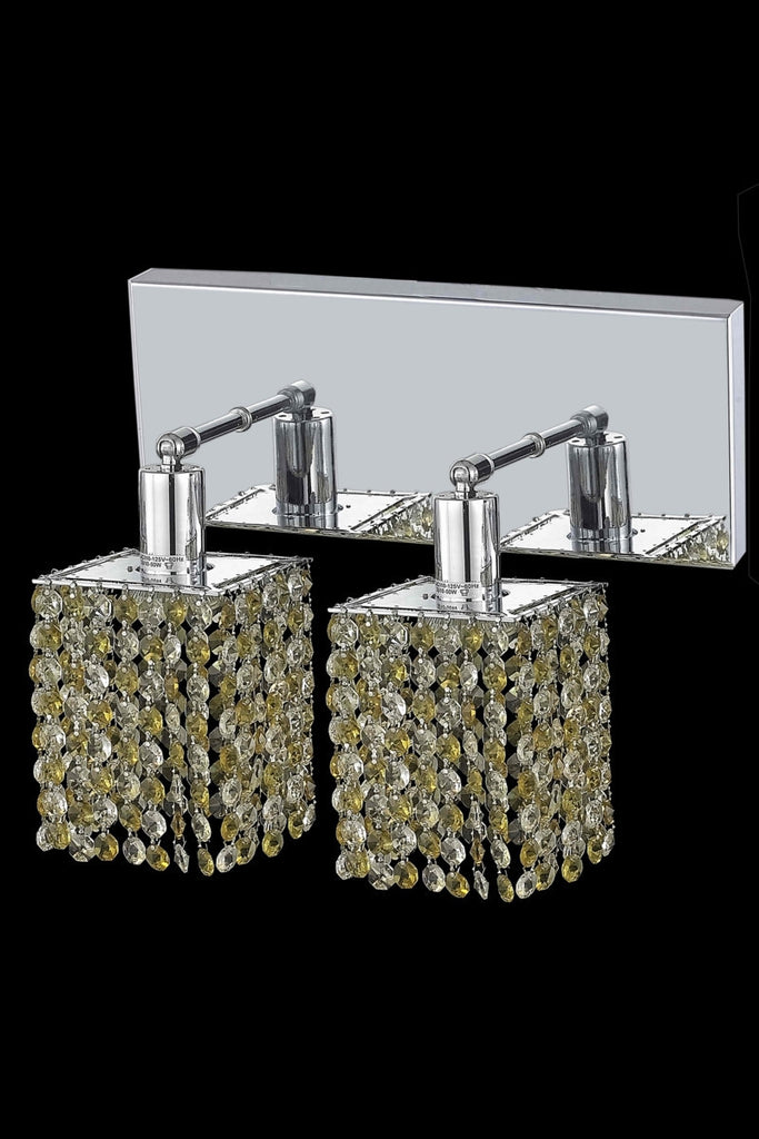 C121-1382W-O-S-GT/RC By Elegant Lighting Mini Collection 2 Light Wall Sconces Chrome Finish