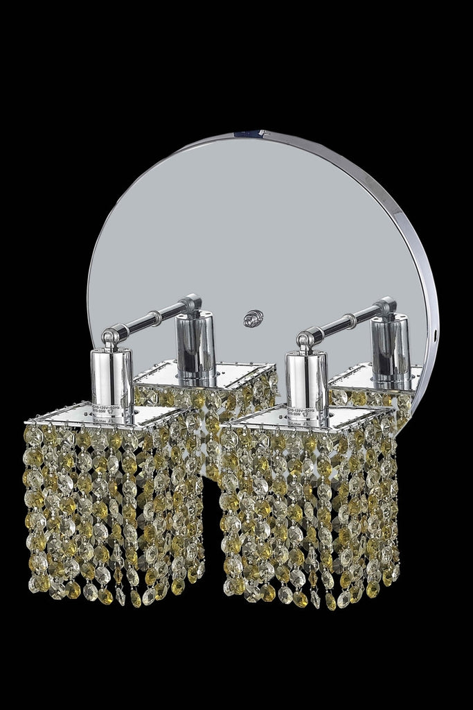C121-1382W-R-S-GT/RC By Elegant Lighting Mini Collection 2 Light Wall Sconces Chrome Finish