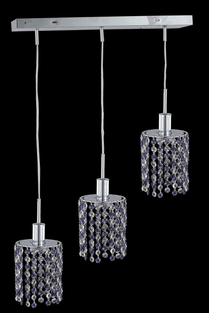 C121-1383D-O-R-BO/RC By Elegant Lighting Mini Collection 3 Light Pendants Chrome Finish