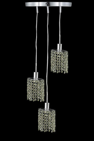 C121-1383D-R-E-LT/RC By Elegant Lighting Mini Collection 3 Light Pendants Chrome Finish